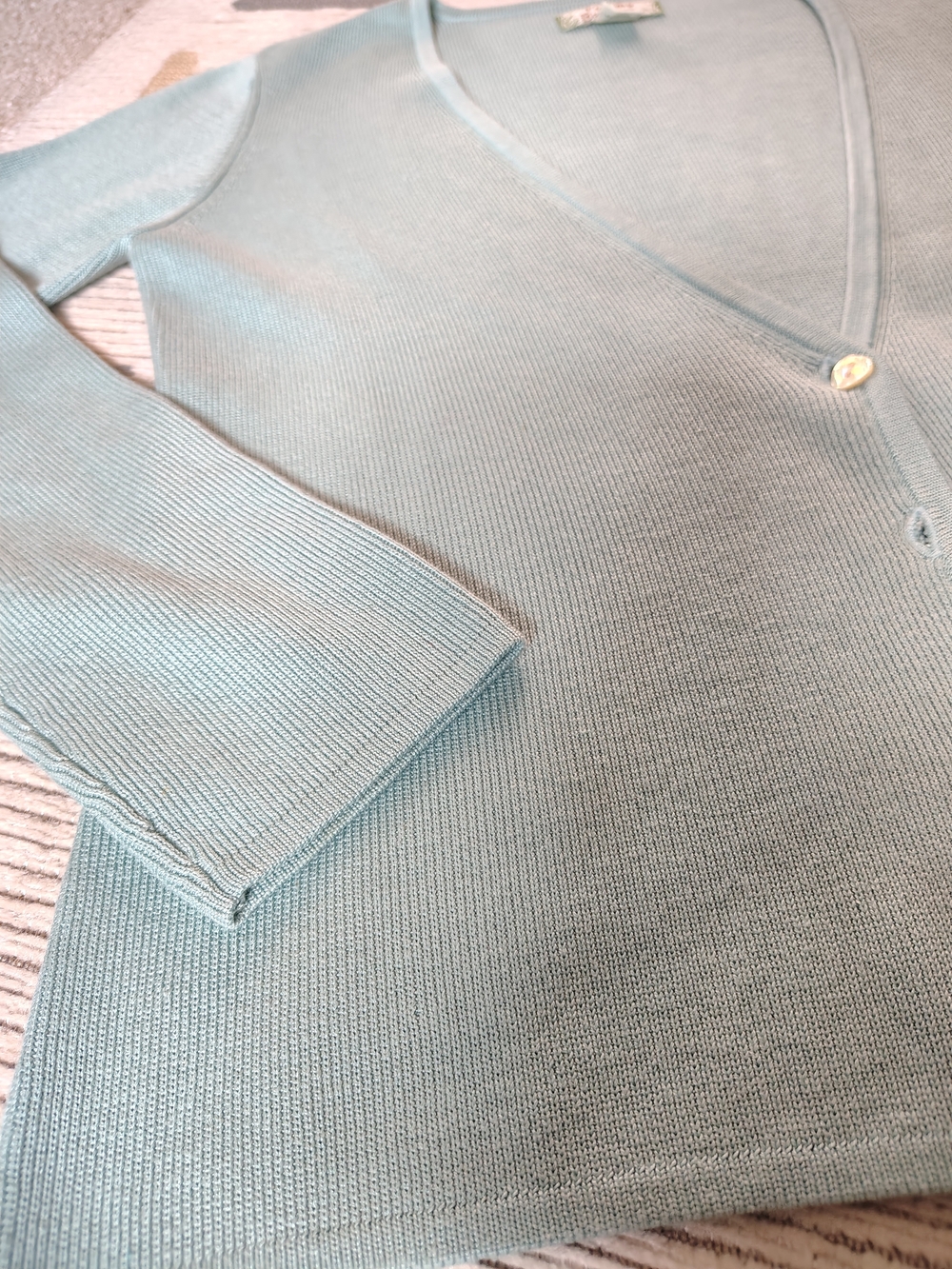 Tommy Bahama Light Teal Cotton-Silk Button Front Cardigan - Picture 3 of 7